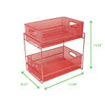 MIND READER 2-Tier Red Metal Mesh Utensil Caddy & Flatware Organizer thumbnail 7