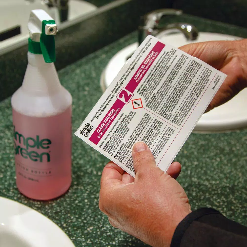 Simple Green Clean Building Bathroom Cleaner Secondary Labels, Bilingual, 10-Pack