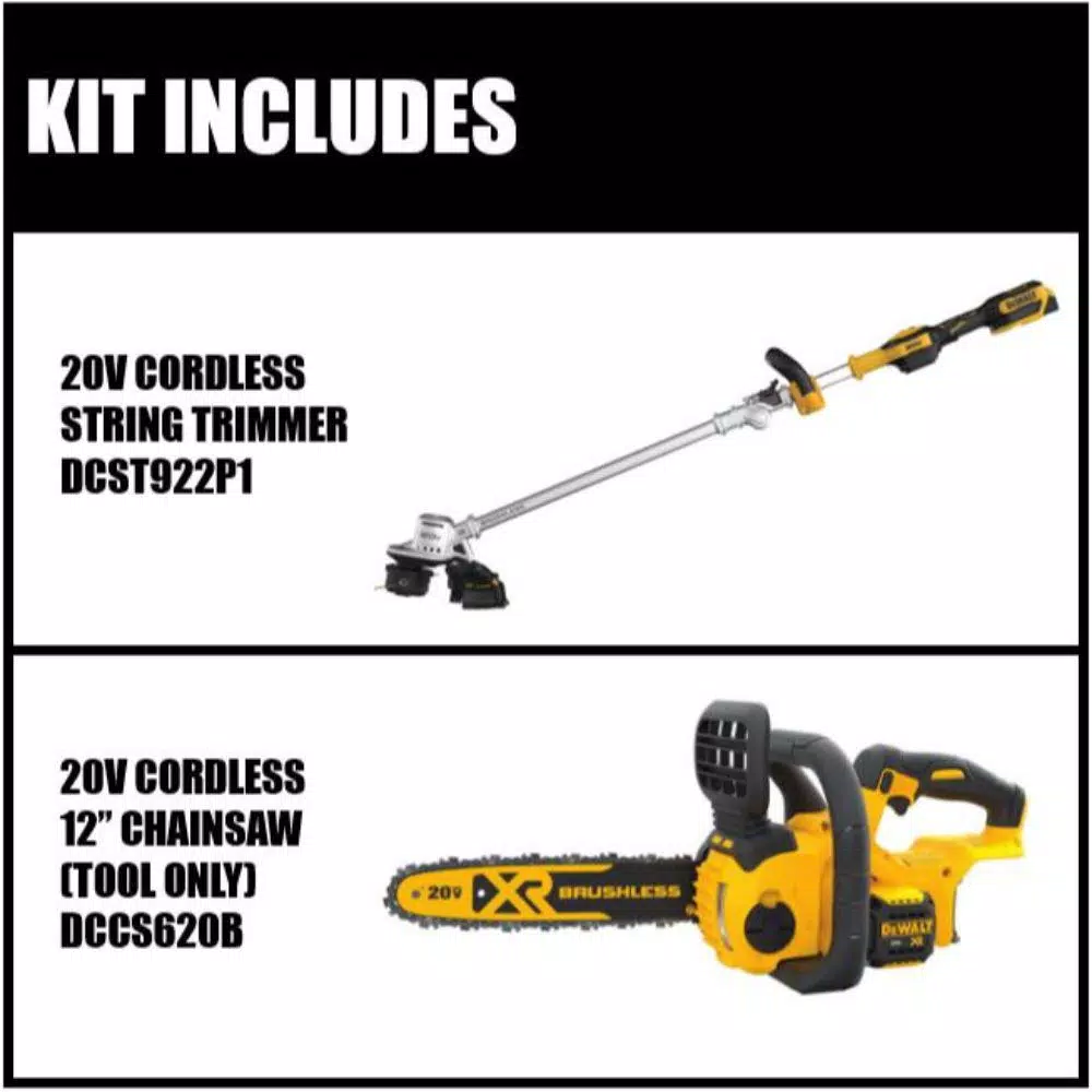 DEWALT 20V MAX Brushless Cordless String Trimmer & 12 in. Chainsaw Combo Kit