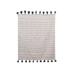 3R Studios Grey Striped Cotton Woven Throw Blanket with Tassels thumbnail 1