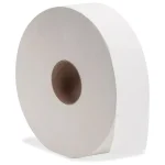Genuine Joe White Fiber Jumbo Roll Bath Tissue 2-Ply, 100% Recycled Fiber (6 Rolls per Carton) thumbnail 1