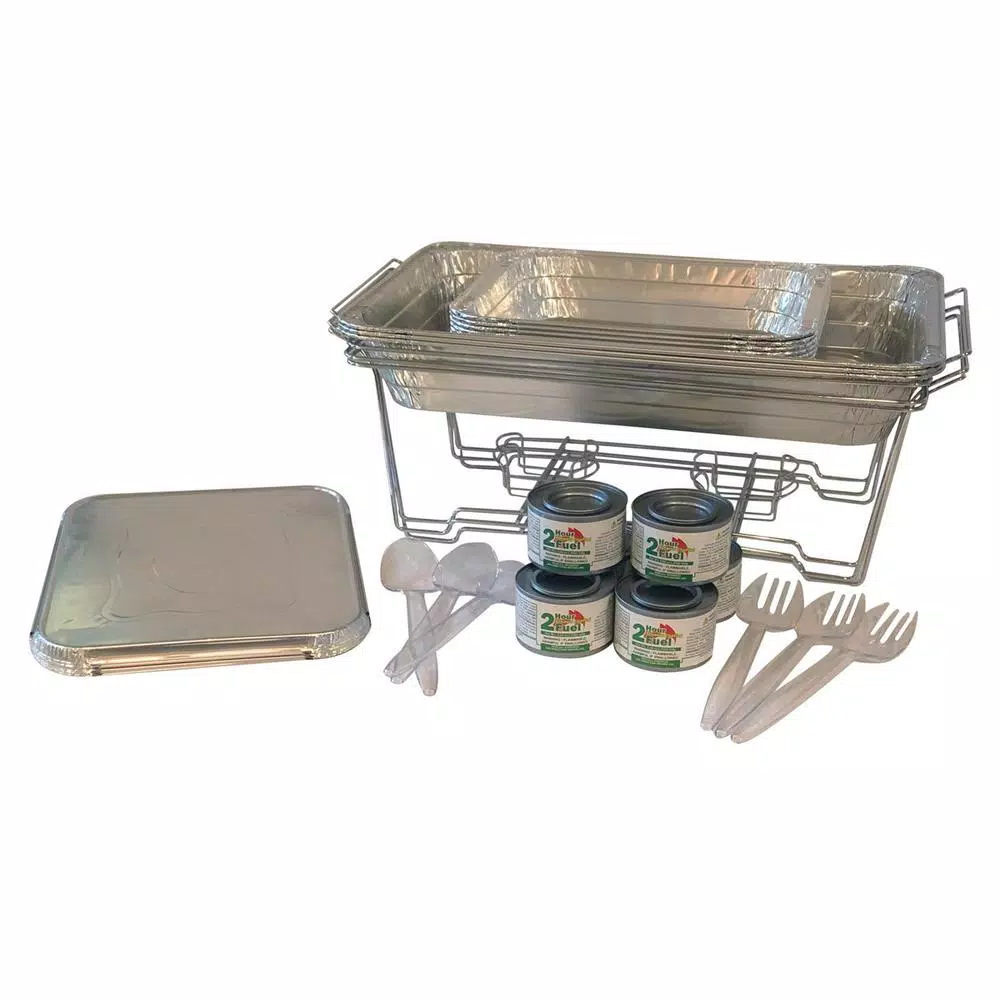 Unbranded SERVE-RITE 30-Piece Aluminum Multi-Buffet Chafing Dish Set, 8 Qt. Capacity