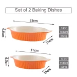 MALACASA 2-Piece Orange Oval Porcelain Bakeware Set, 12.75 in. and 14.5 in. Ceramic Baking Pans thumbnail 4
