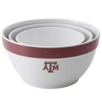 College Kitchen Collection Texas A&M Aggies 3-Piece Nesting Party Bowl Set, Maroon Melamine thumbnail 3