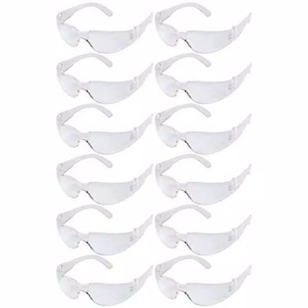 Bison Life Clear Lens Safety Glasses, Polycarbonate Scratch-Resistant Eyewear (Pack of 12)