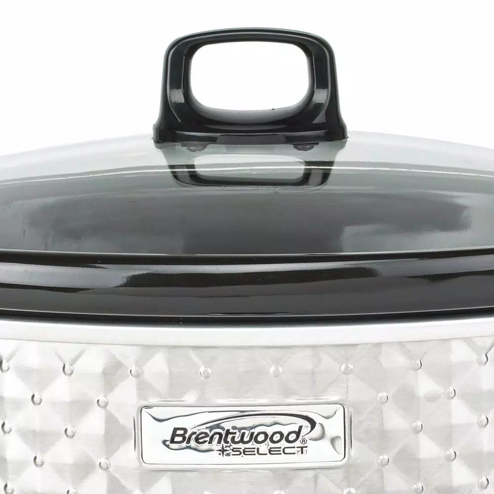 Brentwood Appliances 7 Qt. Stainless Steel Slow Cooker with Tempered Glass Lid