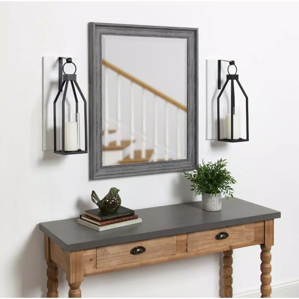 Kate and Laurel Oakly Rustic White Wood and Black Metal Candle Sconce