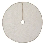VHC Brands 55 in. Pearlescent Natural Tan Coastal Christmas Tree Skirt with Snowflake Pearl Buttons thumbnail 2