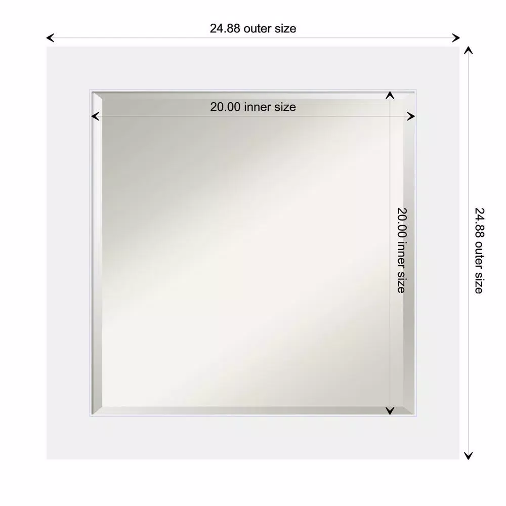 Amanti Art Corvino 25 in. Square White Matte Wood Framed Beveled Edge Bathroom Vanity Mirror