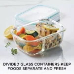Lock & Lock Purely Better 32oz Divided Borosilicate Glass Food Storage Container, Rectangular thumbnail 6