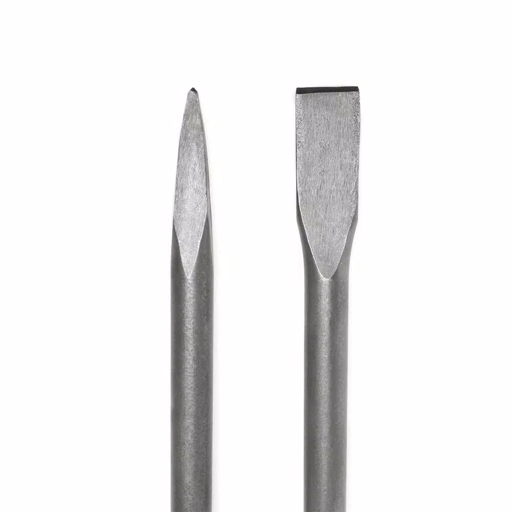Stark 16 in. Flat and Point Chisel Set with 1-1/8 in. Hex Shank for Demolition Jack Hammers, 2-Piece