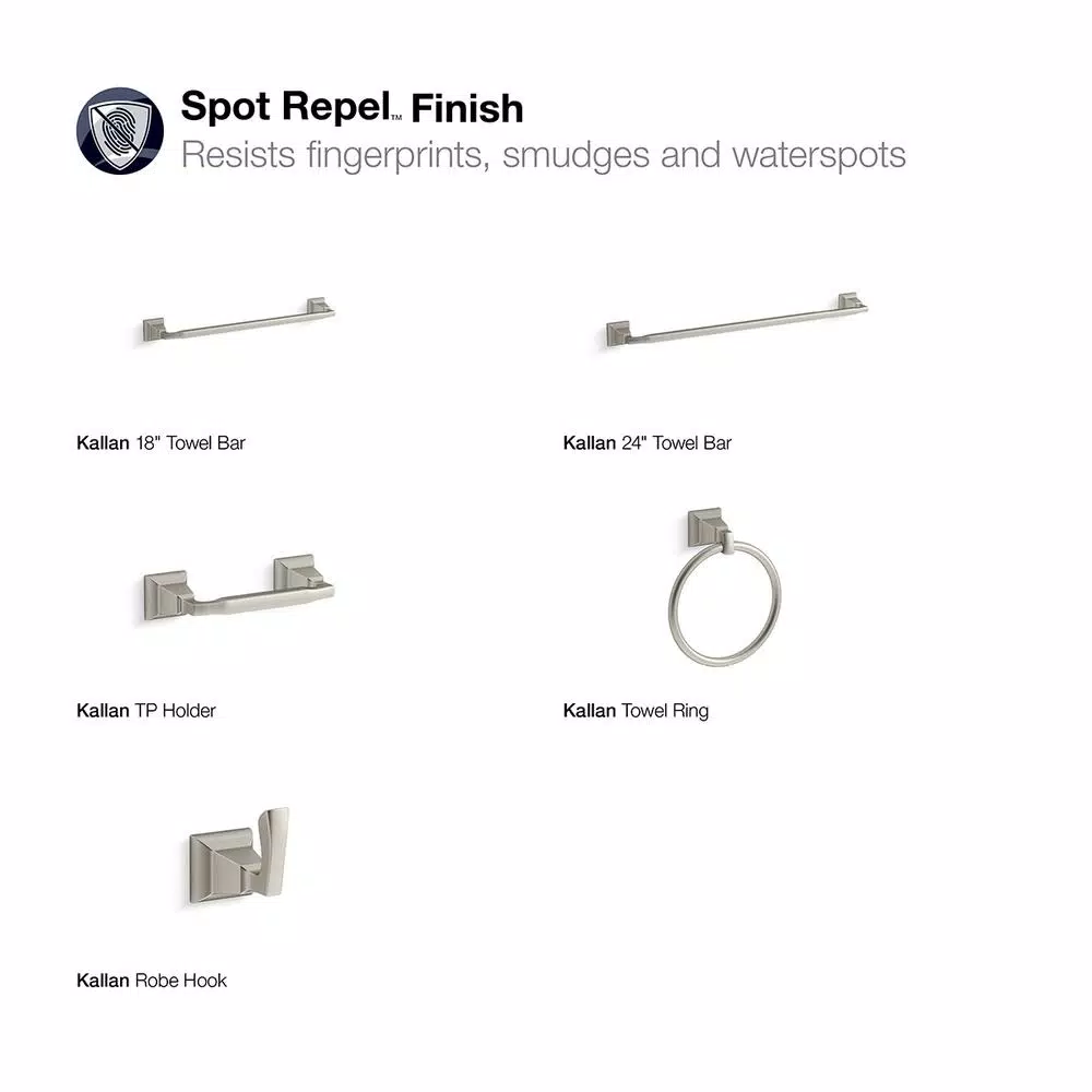 KOHLER Kallan 24 in. Single Towel Bar in Vibrant Brushed Nickel