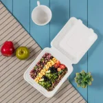 Unbranded 8 in. White Sugarcane Clamshell Containers, Compostable & Eco-Friendly (300 Pack) thumbnail 4