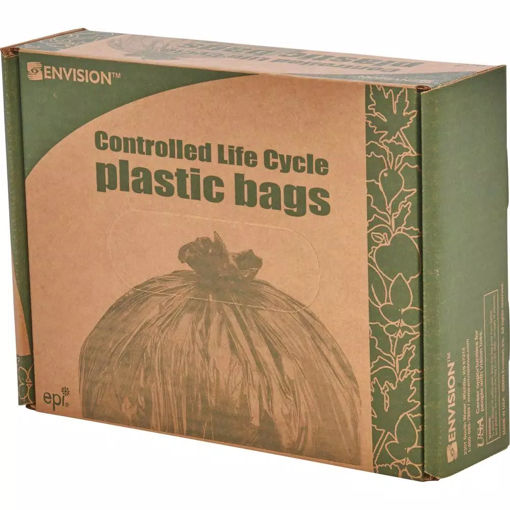Stout 33 Gallon Totally Degradable Trash Bags, 40 Count Box, Green