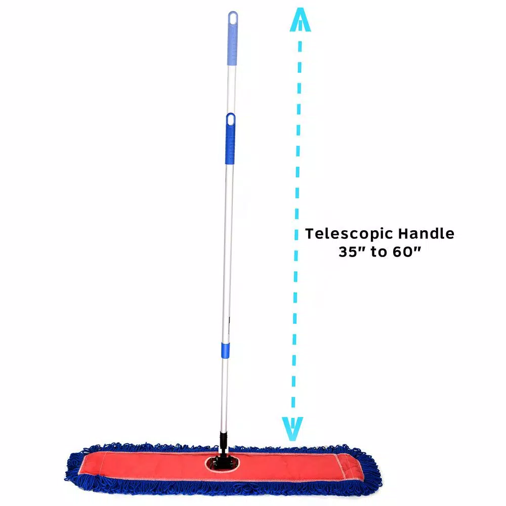 Alpine Industries 36 in. Microfiber Wet/Dry Dust Mop Set with 60 in. Telescopic Handle