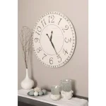 BrandtWorks 24 in. Oversized Antique White Farmhouse Wall Clock - Distressed Wood thumbnail 1