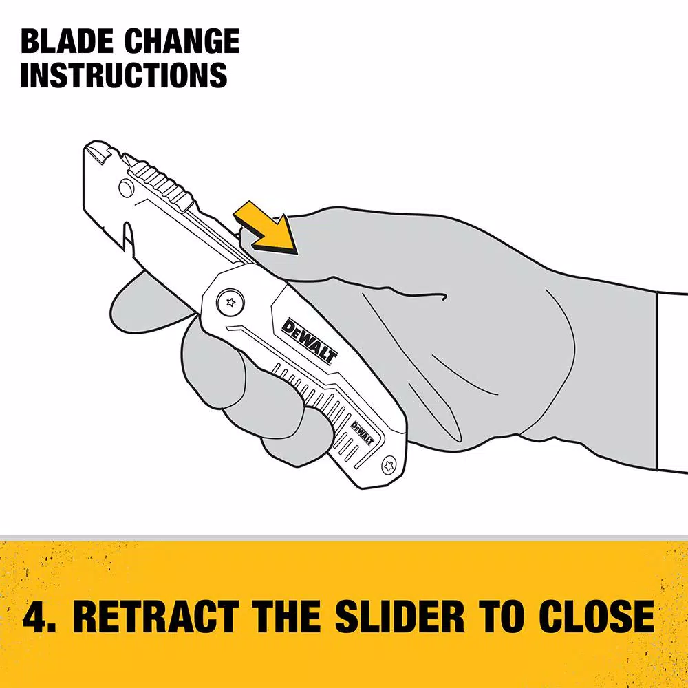 DEWALT Folding Retractable Utility Knife with Metal Body and Blade Storage