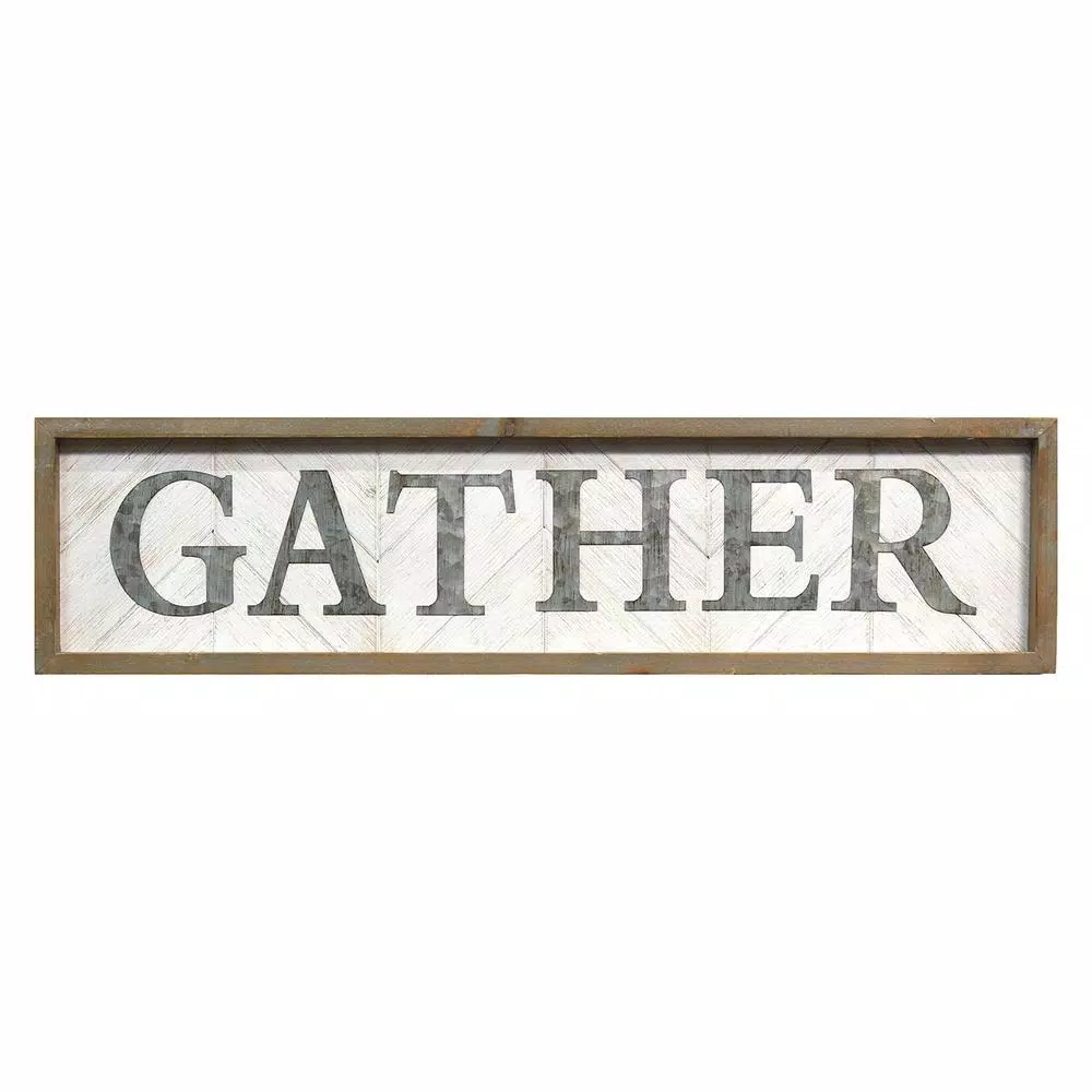 Stratton Home Decor Gather Wooden Wall Decor - Farmhouse Style Handcrafted Sign