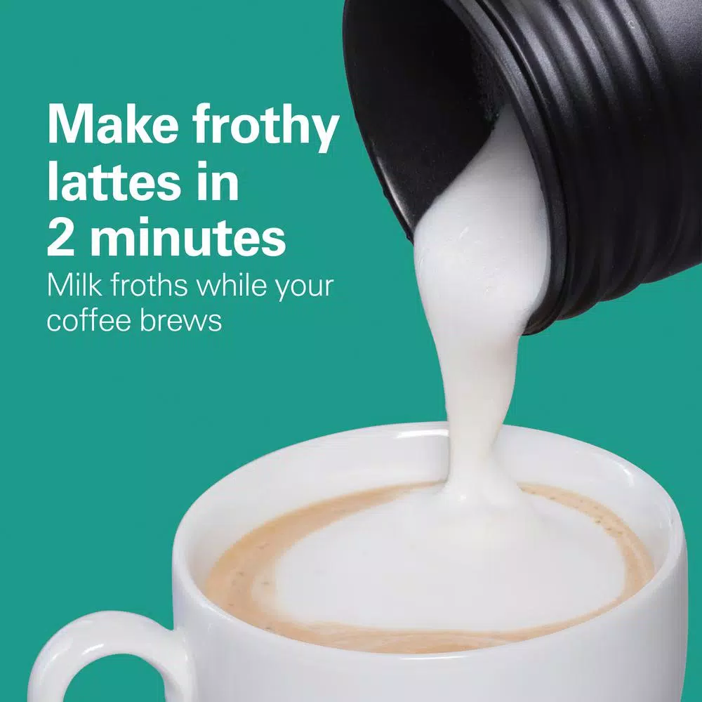 Hamilton Beach FlexBrew Single Serve Coffee Maker with Built-in Milk Frother, Black