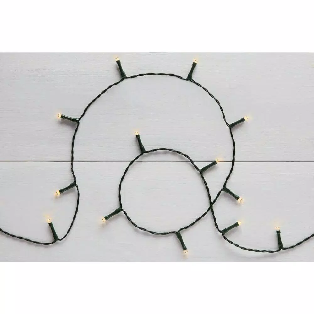 Home Accents Holiday 26 ft. 100-Light White LED Battery-Operated String Lights with Timer, 8 Functions