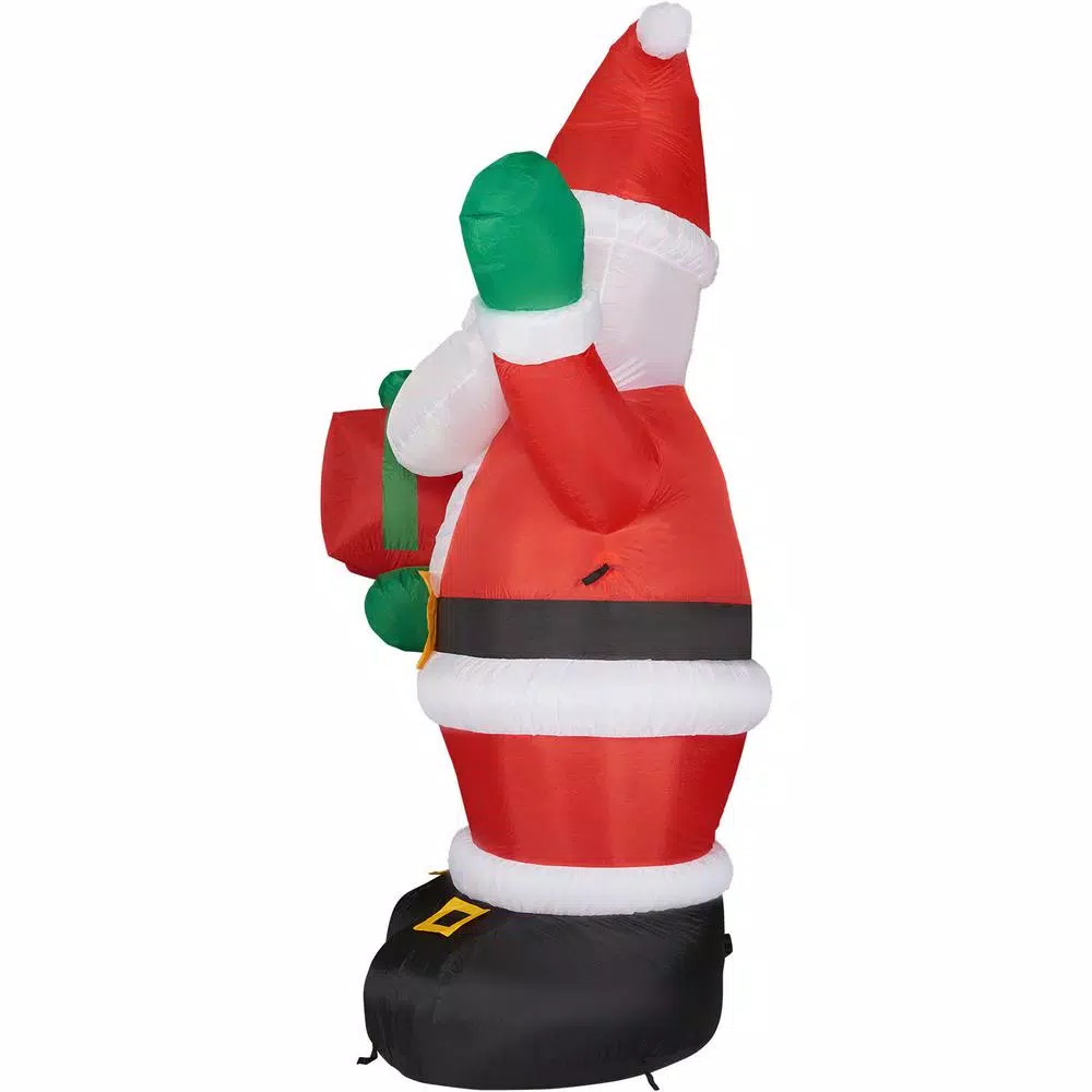 Fraser Hill Farm 10 ft. Santa Claus with Gift Bag Christmas Inflatable with White Lights