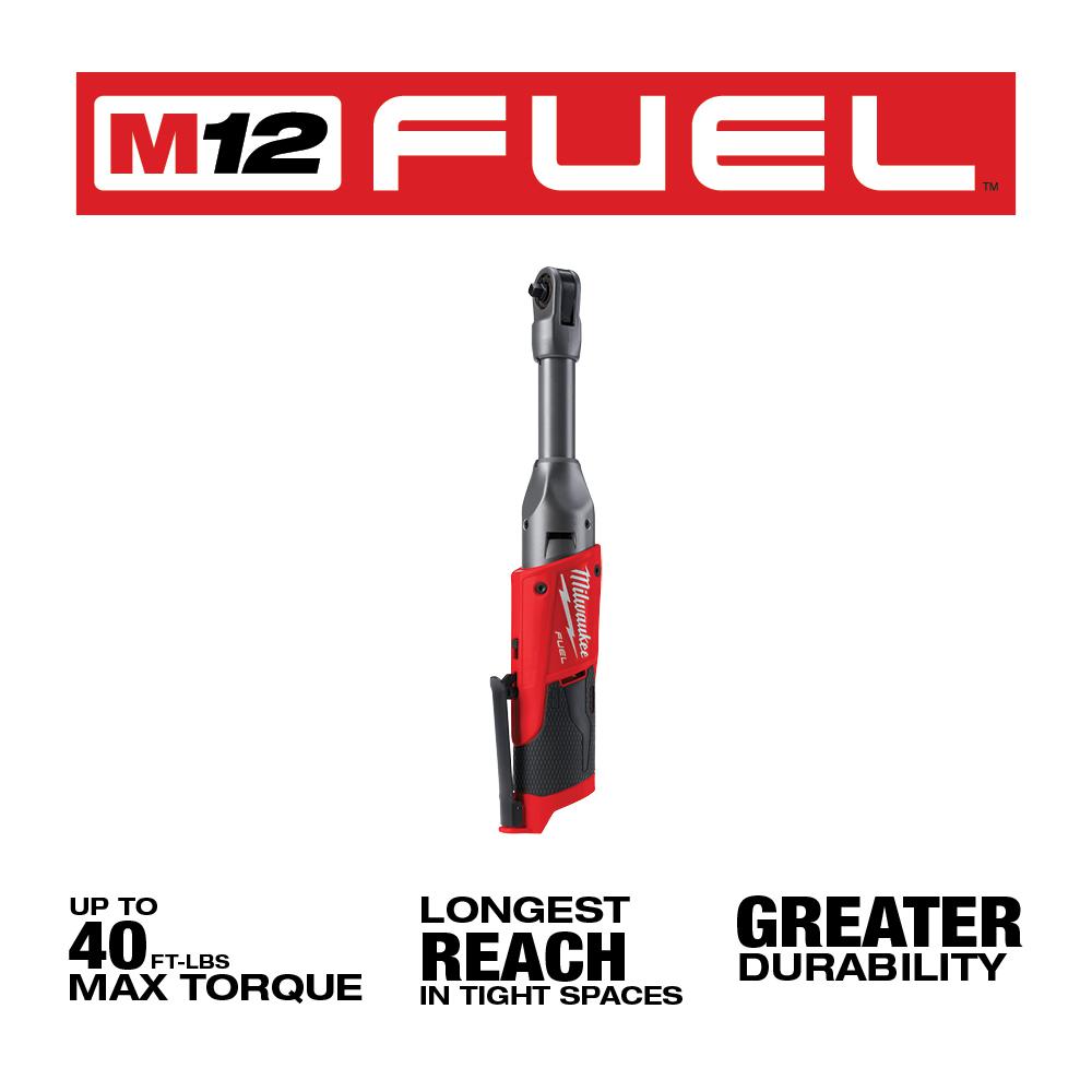 Milwaukee M12 FUEL 1/4 in. Extended Reach Cordless Brushless Ratchet (Tool-Only)