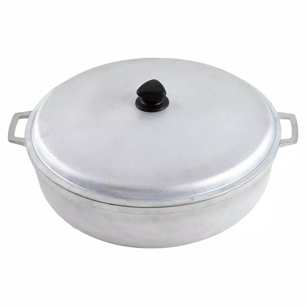 IMUSA 17.9 qt. Cast Aluminum Caldero with Natural Finish and Tight Fitting Lid