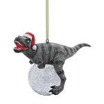Design Toscano Blitzer the T-Rex Holiday Ornament, Hand-Painted Resin Dinosaur Collectible thumbnail 2