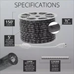 Wintergreen Lighting 150 ft. Blue LED Rope Light Kit, 1800-Light Dimmable & Weather Resistant thumbnail 4