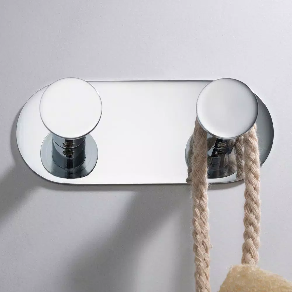 KRAUS Elie Double Robe and Towel Hook, Solid Brass, Chrome