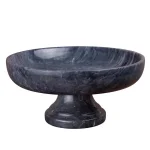 Creative Home Natural Black Marble Fruit Bowl on Pedestal, 10-inch Round Footed Centerpiece thumbnail 1