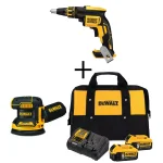 DEWALT 20V MAX XR Brushless Cordless Drywall Screw Gun & 5 in. Random Orbital Sander Kit with (2) 5.0Ah Batteries thumbnail 1