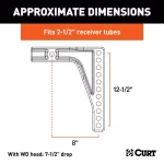 CURT Weight Distribution Shank, 2-1/2" Receiver, 8" Drop thumbnail 1