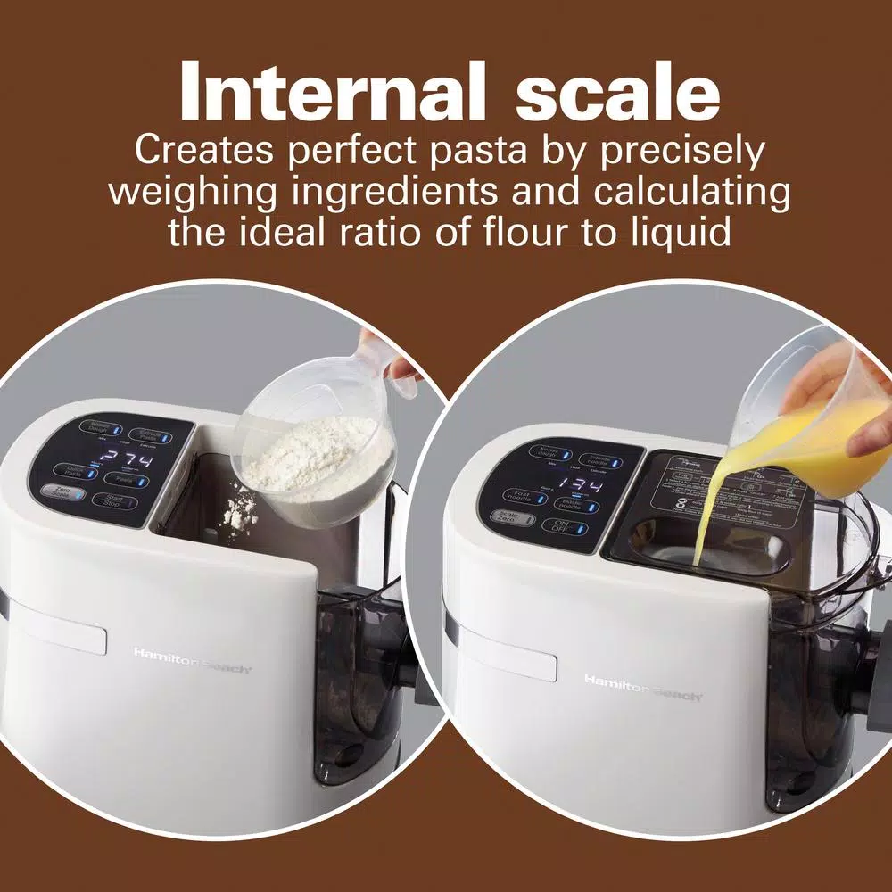 Hamilton Beach Electric Pasta Maker with Internal Scale, 7 Shapes, White