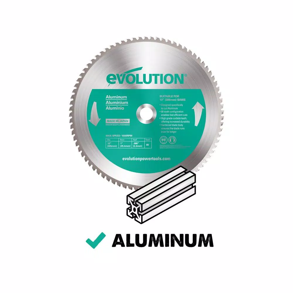 Evolution Power Tools 12 in. 80-Teeth Carbide Metal Cutting Saw Blade for Aluminum and Non-Ferrous Metals