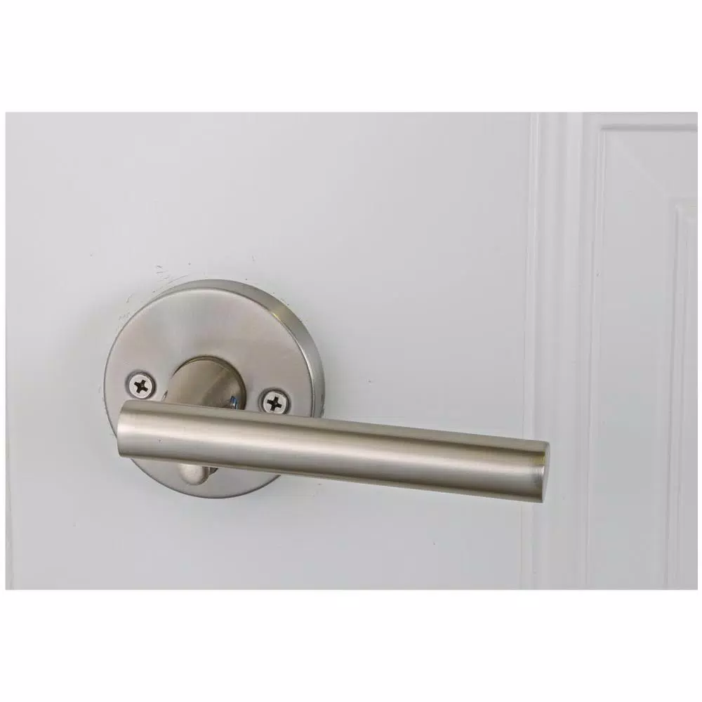 Design House Eastport Satin Nickel Privacy Lever Door Handle for Bed/Bath