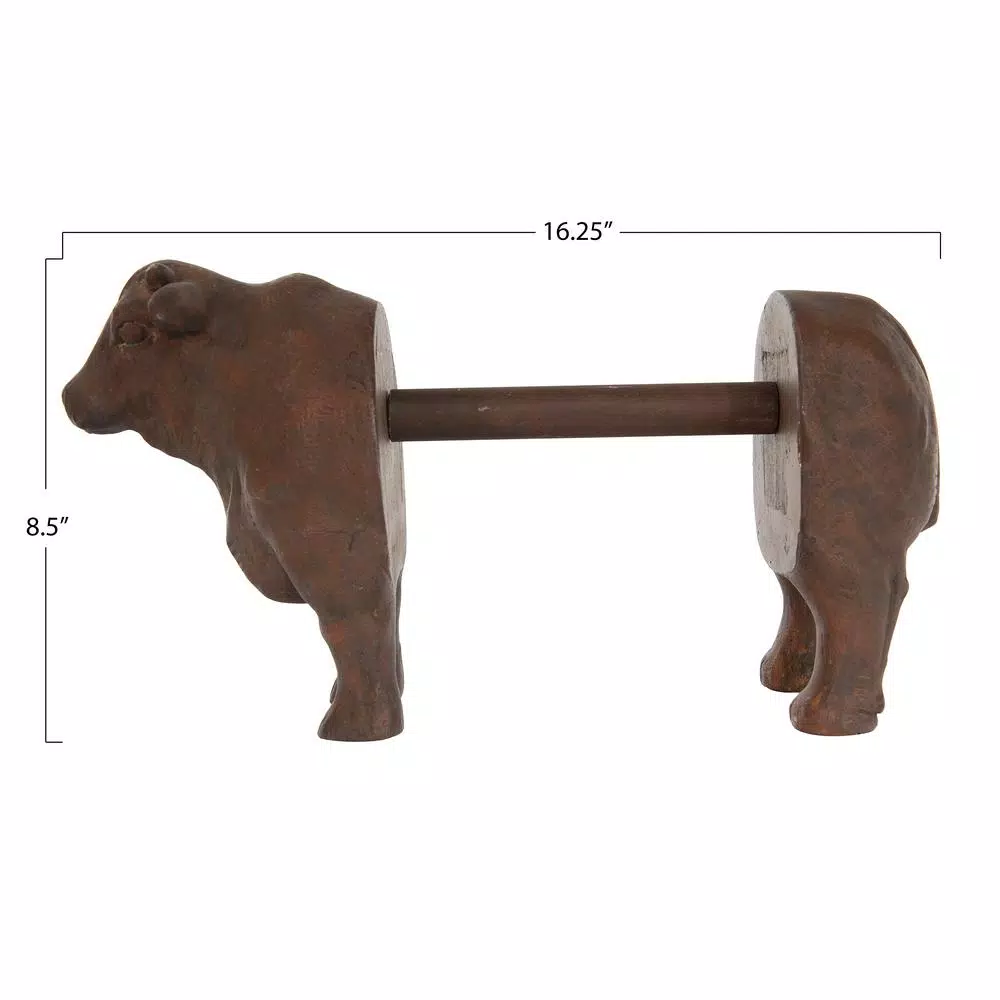 3R Studios Brown Cow Shaped Freestanding Paper Towel Holder - Farmhouse Style Resin