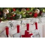 Original MantleClip Silver Adjustable Metal Christmas Stocking Holder Set with Clip-On Icons, 4-Pack thumbnail 2
