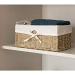 Vintiquewise Natural Seagrass Wicker Shelf Basket with Removable White Liner, 12 x 6.5 x 5.3 in. thumbnail 2