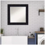 Amanti Art 25 in. Square Beveled Edge Wood Framed Bathroom Vanity Mirror, Dark Brown Mahogany thumbnail 8