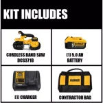 DEWALT DCS371B 20V MAX Cordless Band Saw Kit with 5.0 Ah Battery and Charger thumbnail 2