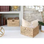 Seville Classics Water Hyacinth Storage Baskets, Hand-Woven Square Decorative Baskets, 2-Pack thumbnail 11