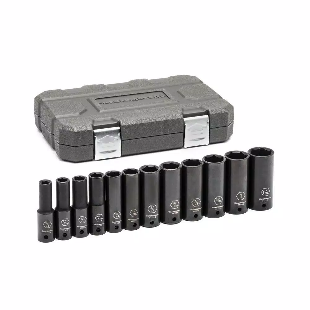 GEARWRENCH 1/2 in. Drive 6-Point Deep SAE Impact Socket Set, 12-Piece