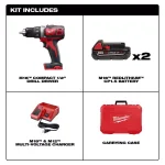 Milwaukee M18 18V Lithium-Ion Cordless 1/2 in. Drill Driver Kit with (2) 1.5Ah Batteries, Charger, and Hard Case thumbnail 2