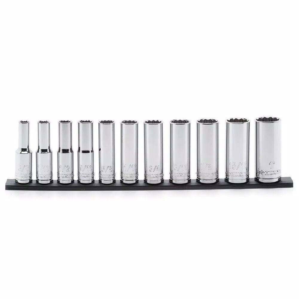 Husky 1/2 in. Drive 11-Piece SAE Deep Socket Set, 12-Point