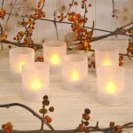 LUMABASE Flameless Votive LED Candles with Amber Frosted Plastic Holders, 6 Count thumbnail 3