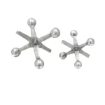 LITTON LANE Aluminum Jack Table Sculptures Set of 2 - Metallic Silver Modern Decor thumbnail 1