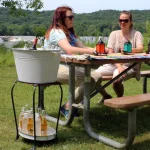 Sunnydaze Decor Sunnydaze 7.5 Gallon White Galvanized Steel Ice Bucket Beverage Holder with Stand and Tray thumbnail 2
