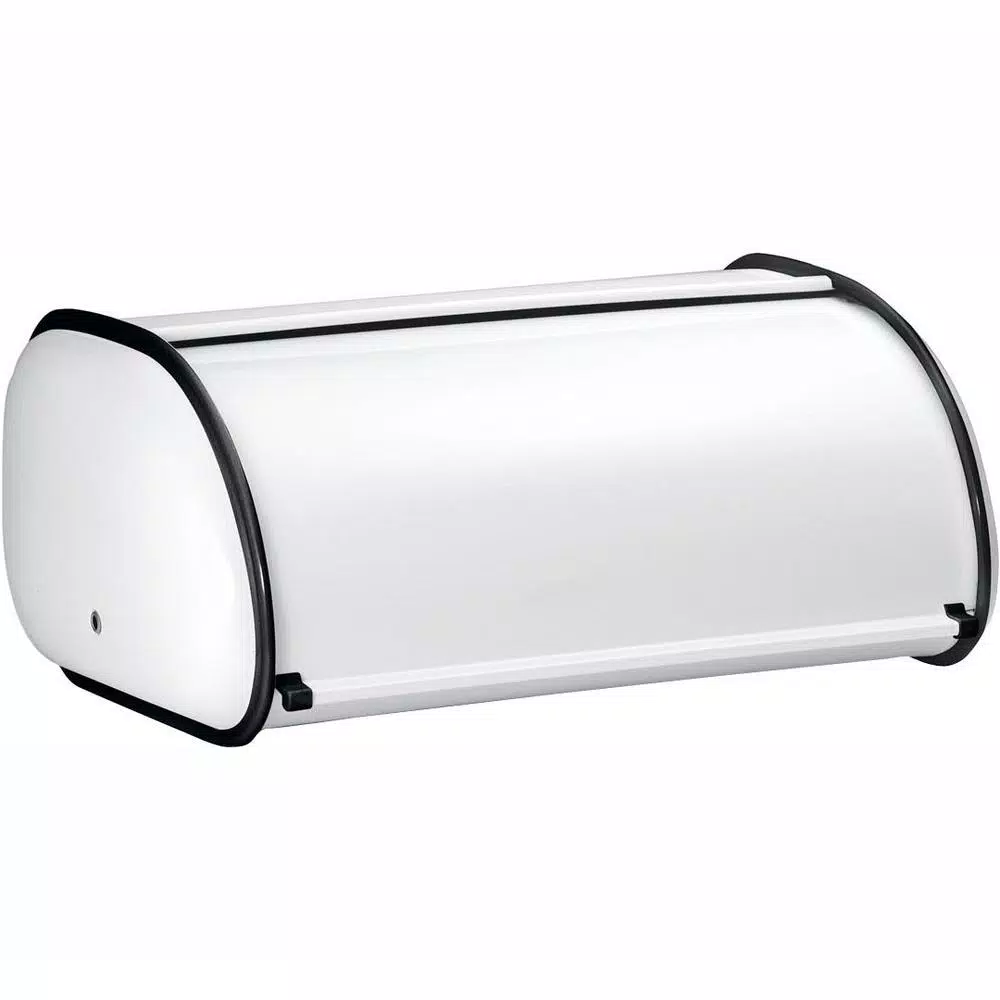 Polder Deluxe Bread Bin, White Painted Steel Bread Box for Kitchen Countertop