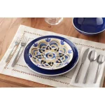 Home Decorators Collection Lisbon 4-Piece Twilight Blue and Mustard Yellow Salad Plate Set thumbnail 2